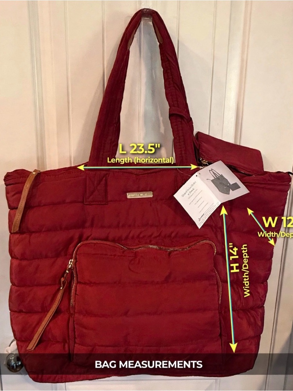 ADRIENNE VITTADINI Quilted Tote Bag in Deep Red -